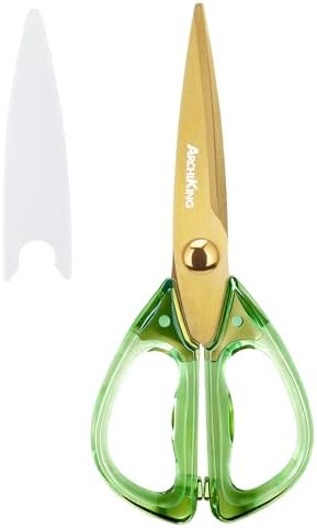 8.0inch Kitchen Shears, Sharp Stainless Steel Meat & Poultry Scissors, Transparent Green Acrylic Handle, All Purpose Utility Cooking Scissors for Kitchen/BBQ/Home/Office