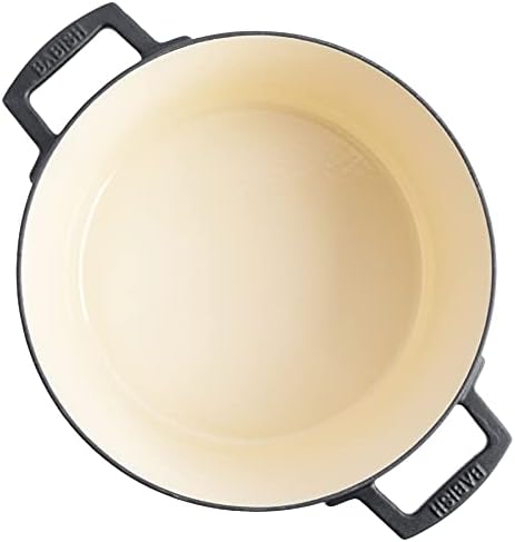 Babish 6-Quart Round Enameled Cast Iron Dutch Oven with Lid – Matte Black, Heavy-Duty Dutch Oven for Slow Cooking, Braising & Baking