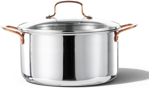 CAROTE 8 Qt Tri-Ply Stainless Steel Stockpot, Non-Toxic Stock Pot with Lid, Soup Pot for Pasta, Even Heating, Oven Safe, Induction, Ceramic and Gas Cooktops Compatible, Sliver, Mothers Day Gifts