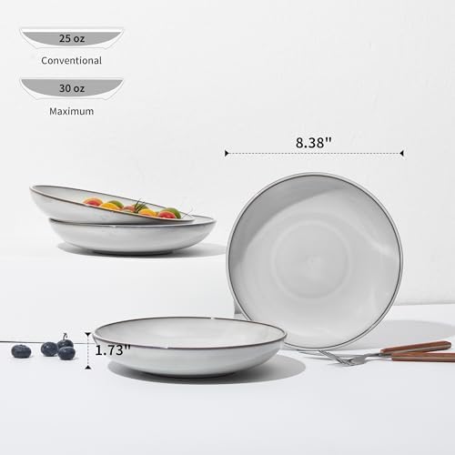 Pokini 8.75'' Ceramic Pasta Bowls Set of 4, Salad Bowls Pasta Serving Bowls