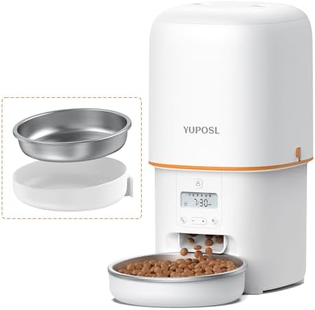 Automatic Cat Feeder - 4L Timed Auto Pet Feeder for Cat and Dog with Dry Food Dispenser, 180-day Battery Life, 1-6 Meals Per Day, 1-16 Portion, Desiccant Bag Keeps Food Fresh
