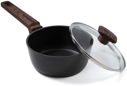 MsMk 1 QT Nonstick Saucepan with Lid, Grey Induction Cooking Pot