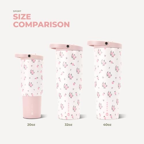 HydroJug Sport 32 oz Insulated Stainless Steel Water Bottle, Wildrose