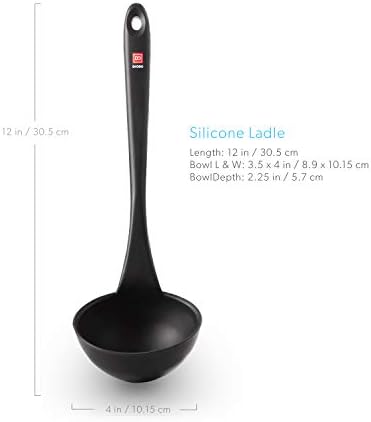 DI ORO Silicone Ladle - Soup & Serving, 600F Heat Resistant, Black