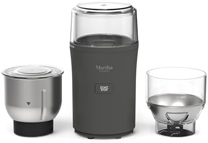 Martha Stewart Electric Coffee & Spice Grinder with Dual Bowls, Caviar Gray