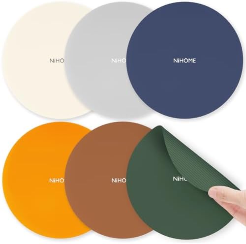 NiHome Silicone Jar Opener Gripper Pads, 6 In for Seniors, Vintage, 6 Pack