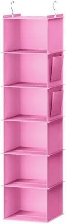 YOUDENOVA Hanging Closet Organizer and Storage, 6-Shelf, Light Pink