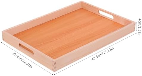 Wooden Serving Tray with Handles (17 Inches) – Decorative Serving Trays Platter for Breakfast in Bed, Lunch, Dinner,Ottoman, Appetizers, Patio, BBQ,Coffee Table, Party (Beech)