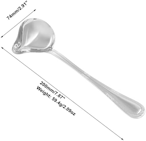 2 Pcs Stainless Steel Sauce Ladle with Pouring Spout Silver