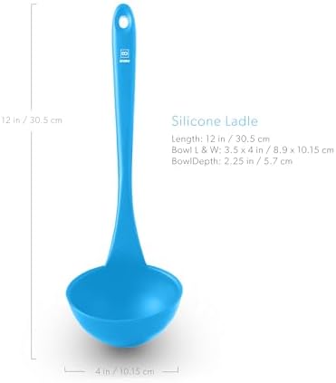 DI ORO Silicone Ladle - Soup & Serving, 600F Heat Resistant, Blue
