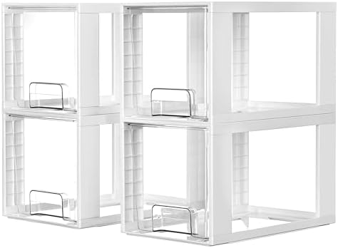 Vtopmart 4 Pack Large Stackable Storage Drawers, White