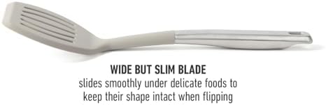 Calphalon Prime Slotted Turner, Kitchen Flipping Spatula, Slotted Spatula with Silicone Head and Stainless Steel Handle, Heat Resistant Nonstick Cookware for Flipping and Draining (Taupe)