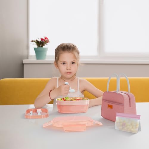 JBGOYON Leakproof Bento Box & Insulated Lunch Bag Set for School and Work
