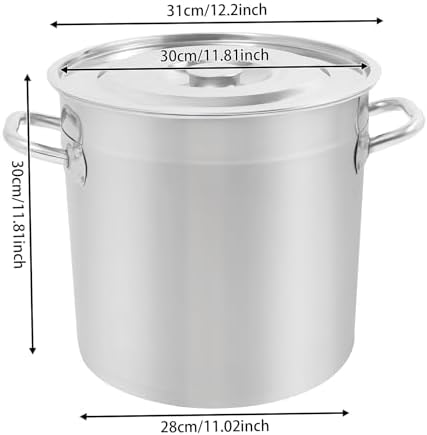 22 Quart 304 Stainless Steel Stockpot Commercial Large Stock Pot with Lid & Handles, Cookware Soup Pot for Boiling Cooking Stew, Induction Cooking Pot for Home Restaurant Hotel (21L/22Qt)