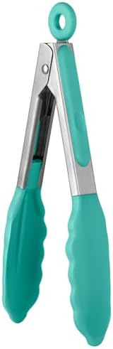 U-Taste Kitchen Tong for Cooking, 600ºF Heat-Resistant Silicon, 7"/Aqua Sky