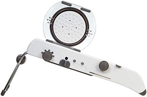 PL8 Professional Mandoline - Versatile Slicer with Adjustable Straight, Waffle, and Julienne Blades, Extra-Wide Stainless Steel Deck, Safety Hand Guard, Non-Skid Feet, and Space-Saving Design