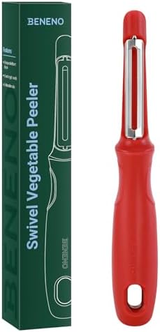 Beneno Swivel Vegetable Peeler, Premium Smooth Peeling Potato Peeler, Red