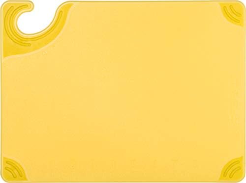 San Jamar Saf-T-Grip Plastic Cutting Board with Safety Hook, 9" x 12" x 0.375", Yellow, (Pack of 6)