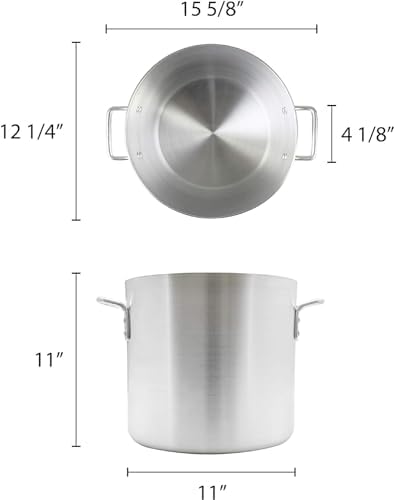 TrueCraftware- 20 qt. Heavy-Duty Aluminum Stock Pot with Riveted Handle 6mm Thickness-Multipurpose Pot Cookware Large Stockpot For Cooking Simmering Soup Stock Home Kitchen