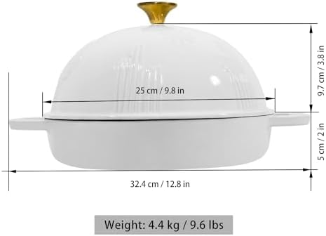 Flavehc Bread Oven Cast Iron Bread Dutch Oven with Cloche Lid for Bread Baking White Enameled Cast Iron Bread Oven with Dome Lid for Sourdough, 9.8 Inches