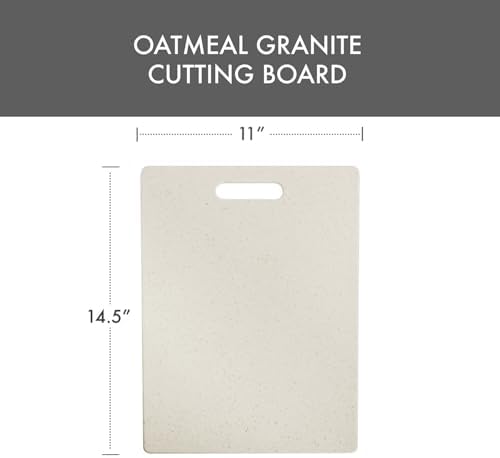 Dexas Grippboard Poly Cutting Board in Oatmeal Granite, 11 x 14.5 Inch Non-Slip Kitchen Cutting Board with Rubber Feet, Dishwasher Safe BPA-Free Chopping Board Made in USA