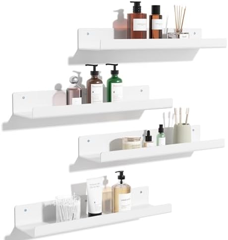 upsimples 4 Pcs 15" Acrylic Shelves for Wall Organize and Display, White