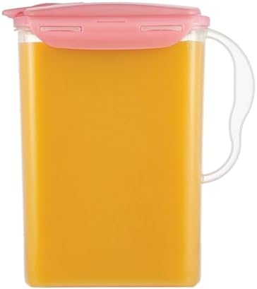 LocknLock Aqua Fridge Door Water Jug | Clear Pitcher | BPA Free Plastic Pitcher with Lid | 3 Quart Pitcher with Lid for Water, Juice, Tea & More Beverages, Pink