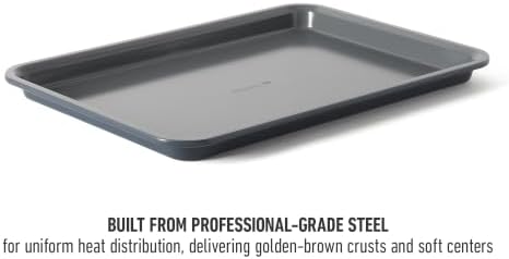 Calphalon Legacy 15 x 10 Inch PFA Free Nonstick Cookie Sheet Baking Pan in Blue, Durable Heavy Gauge Steel Bakeware for Even Heating, Oven Safe Baking Tray for Cookies and Roasting
