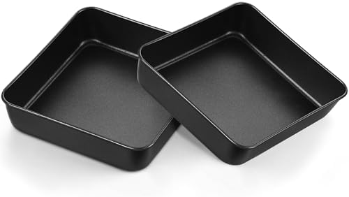 E-far 8 Inch Baking Pan Set of 2, Nonstick Square Cake Pan for Lasagna Cake