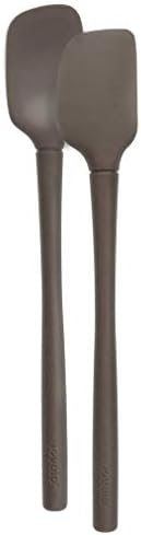 Tovolo Flex Core Mini Silicone Spatula Spoonula Set of 2 for Cast Iron Non Stick Cooking & Baking, Dishwasher Safe Spatula & Spoonula Silicone Heat Resistant BPA Free Kitchen Utensil, Charcoal Gray