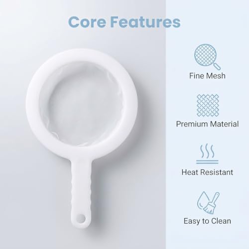 400 Mesh Ultra Fine Nylon Kitchen Strainer with Handle,Food Grade PP & Nylon Fine Mesh Sieve,Heat Resistant Dishwasher Safe Filter for Soy Milk, Juice,Coffee,Yogurt,Honey,Baking & Cooking