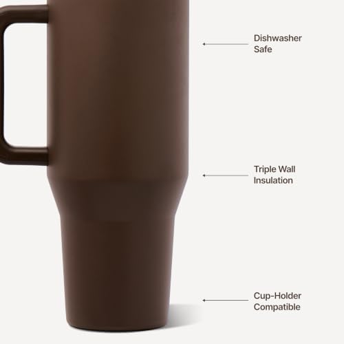 HydroJug Traveler 40oz, Insulated Tumbler with Handle & Straw, Chestnut