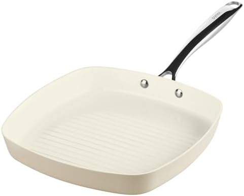 Pyrex 11-Inch Grill Pan Ceramic Cookware with Stainless Steel Handles