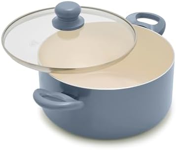 GreenLife 5QT Ceramic Nonstick Stockpot with Lid, Slate Blue
