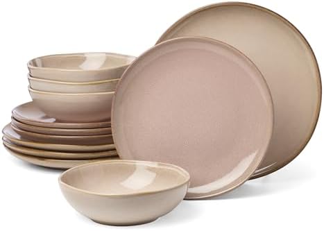 Oneida Organic Shades Clay Stoneware 12-Piece Dinnerware Set for 4