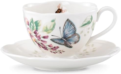 Lenox Butterfly Meadow Blue Porcelain Tea Cup and Saucer Set
