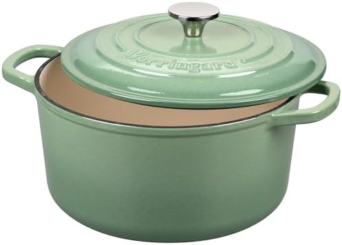 VORRINGARD Enameled Cast Iron Dutch Oven Pot with Lid, for Sourdough Bread Baking, Round Dutch Ovens, 4.5 Quart, Sage Green