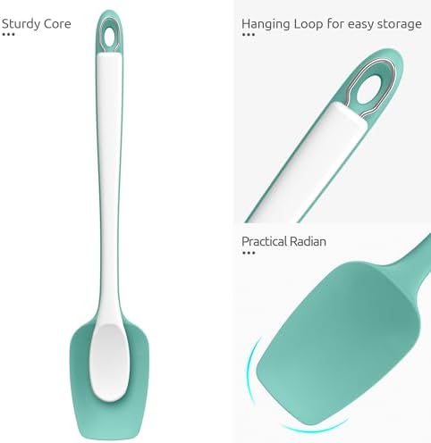 U-Taste 14" Long Silicone Spoonula, 600°F High Temp Spoon Spatula, Aqua Sky