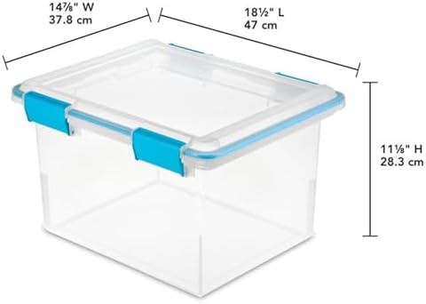 Sterilite Gasket Storage Box with Lids for Home & Office, 32 Quart, 8-Pack
