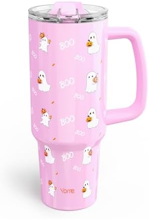 YOME 40 oz Halloween Tumbler with Handle and Flip Straw for Women | Stainless Steel Insulated Water Bottle | Keeps Drinks Cold | Dishwasher Safe | Cupholder Friendly | Gift Gym Travel Yoga