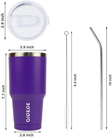BJPKPK 30 oz Tumbler with Lid and Straw, Insulated Stainless Steel Cup