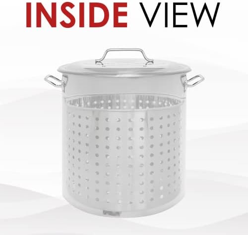 CONCORD Stainless Steel Stock Pot w/Steamer Basket. Cookware great for boiling and steaming (24 Quart)