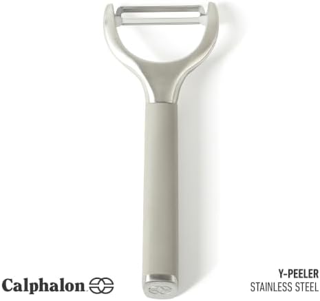 Calphalon Stainless Steel Vegetable Peeler with Swivel Blade, Ergonomic Non-Slip Grip Handle for Fruits & Vegetables, Kitchen Peeler for Smooth Peeling & Meal Prep