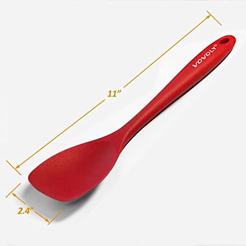 Vovoly Silicone Spatula Spoon Set, 11 IN, Red, Spoonulas Heat Resistant