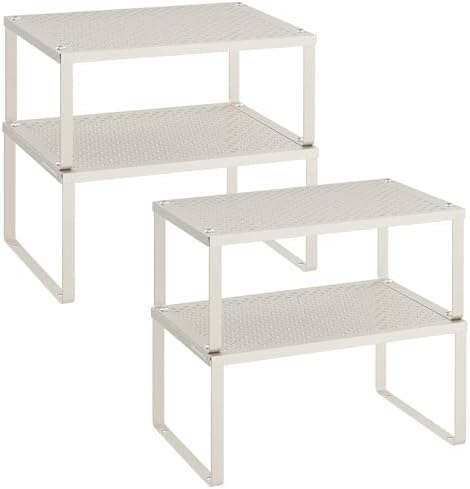 SONGMICS Set of 4 Metal Spice Racks, Stackable Expandable Shelf Risers