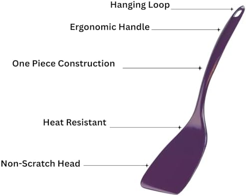 Spatula, Turner for Non-stick pans, Heat Resistant, Flipper, BPA Free Melamine Utensil with Ergonomic Handle by Reston Lloyd 11 inch, Black