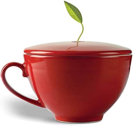 Tea Forte Café Cup with Lid, Ruby Red, 8 oz