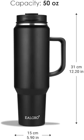 EALGRO 50 oz Tumbler with Handle, Insulated Tumblers with Lid and Straw