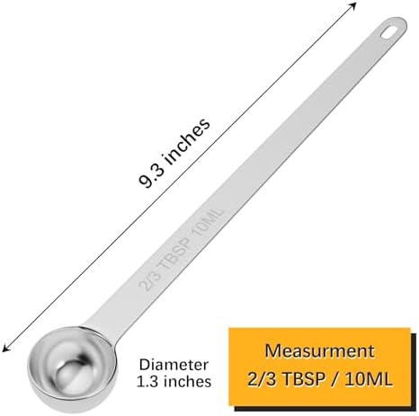 2PCS 2/3TBSP(10ml) Extra Long Handle Measuring Spoon, 18/8 Stainless Steel
