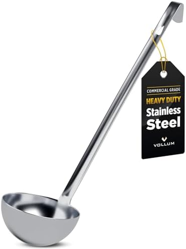 Vollum Stainless Steel Soup Ladle – Heavy Duty One-Piece 12 oz